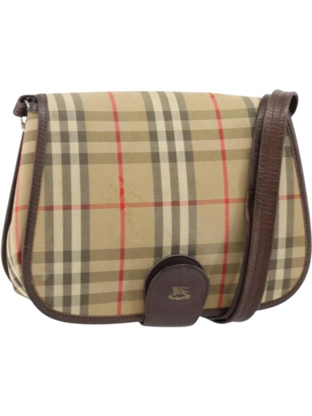 Burberrys Nova Check Shoulder Bag Canvas Beige Gold